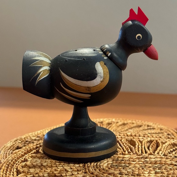 Vintage MCM Wood Chicken Toothpick Holder Woodpecker Woodware Japan - Picture 1 of 6